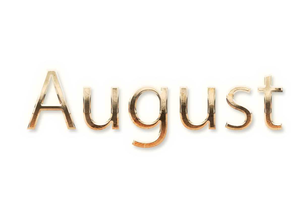 AUGUST month name word AUGUST gold text typography PNG images free